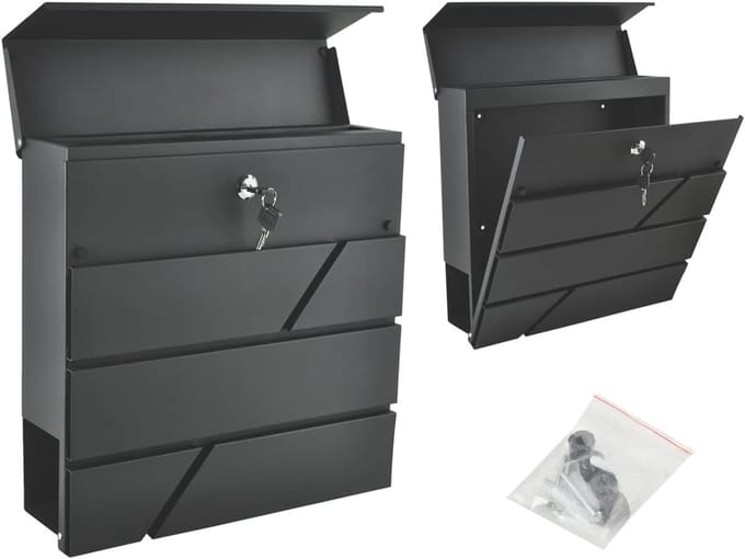 Large steel metal outdoor front door mailbox wall mounted 6238 - A4 size