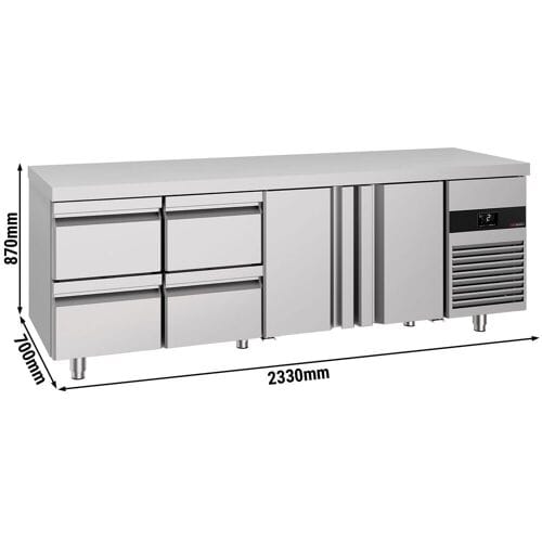 GGM Gastro Kühltisch PREMIUM - 2330x700mm - mit 2 Türen - 4 Schubladen