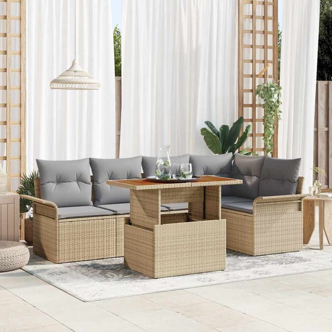 vidaXL - Tuinbank - Set - 6 - st - beige - en - lichtgrijs