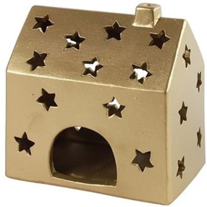 Theelicht huis Jule S goud-L9,5B13,5H14CM