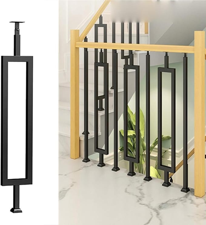 Leuning Paal - Balustrade Hek - Trap Beveiligen - Verstelbare Hoekbeugel - 85 cm - Zwart