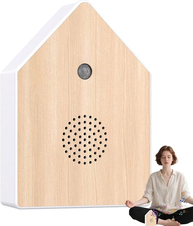 Bewegingssensor Vogel Geluidsbox - Natuur Geluidsapparaat - Ontspanning Bevorderen - Automatische Bewegingsdetectie - 11 x 15.2 cm - Wit