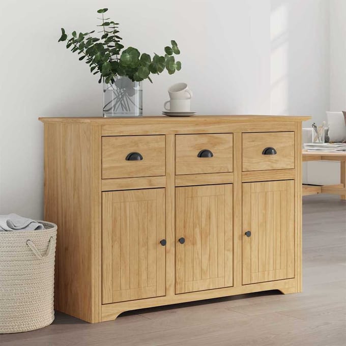 vidaXL - Dressoir - BODO - Honing - bruin - 115,5 - x - 44 - x - 80 - cm - Bewerkt - hout