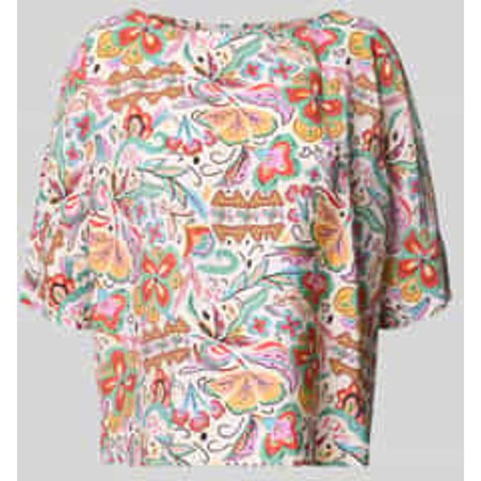Blouse van viscosemix met boothals