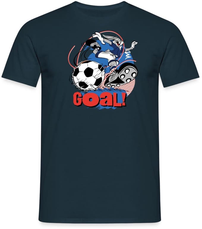 Looney Tunes Bugs Bunny Voetbal Ontwerp Goal! T-Shirt Heren
