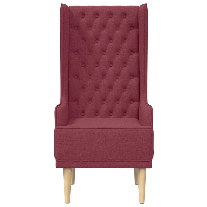 vidaXL - Gecapitonneerde - stoel - met - hoge - rugleuning - Wijnrood - Stof