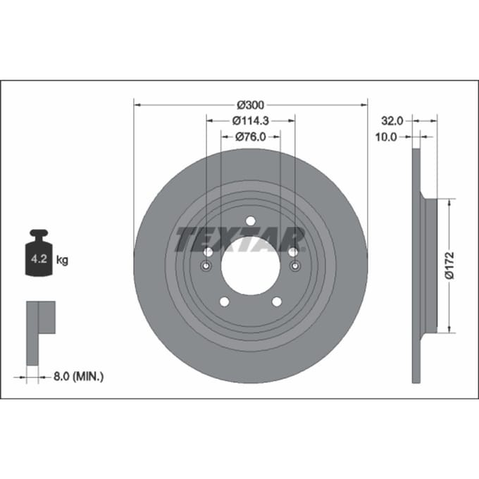 Remschijf TEXTAR 92337203 achter, compleet, 1 stuk