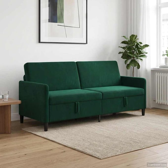 vidaXL - Sofa - met - Opbergruimte - Donkergroen - 192 - x - 78 - x - 87 - cm - Polyester