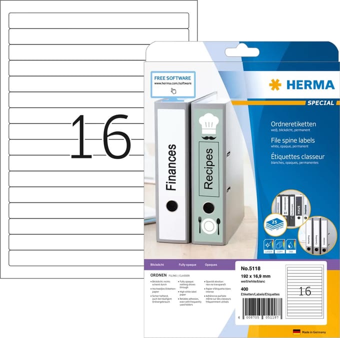 Herma printeretiketten A4, 192 x 16.9 mm, 400 pcs