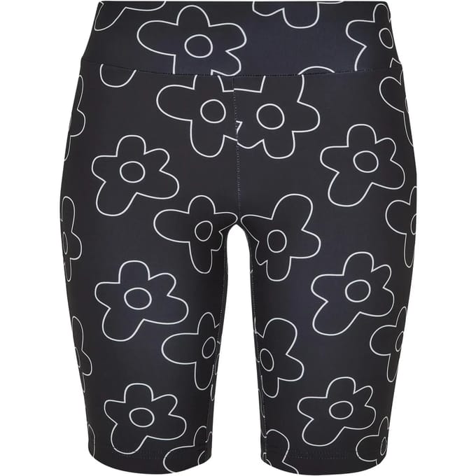 Urban Classics - High Waist All Over Print Tech Korte cycle broek - 5XL - Zwart/Wit
