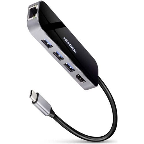 AXAGON HMC-6GL 3x USB-A, HDMI, RJ-45, USB 3.2 Gen 1 hub, PD 100W, 20cm USB-C cable *USBCM *USBCF *HDMIF *USBAF *RJ45F