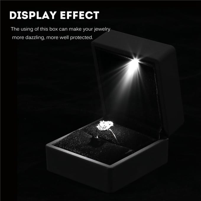Modieus LED Verlichte Ring Opbergdoos Sieraden Display Case Cadeau Zwart zwart