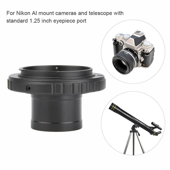 Aluminiumlegering T2-AI 1.25 inch Telescoop naar Nikon AI Mount Camera Adapterring black