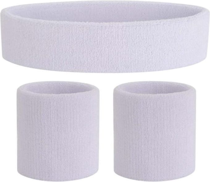 New Age Devi - Zweetbandjes set 3 stuks - Hoofd en pols zweetbandjes - Wit