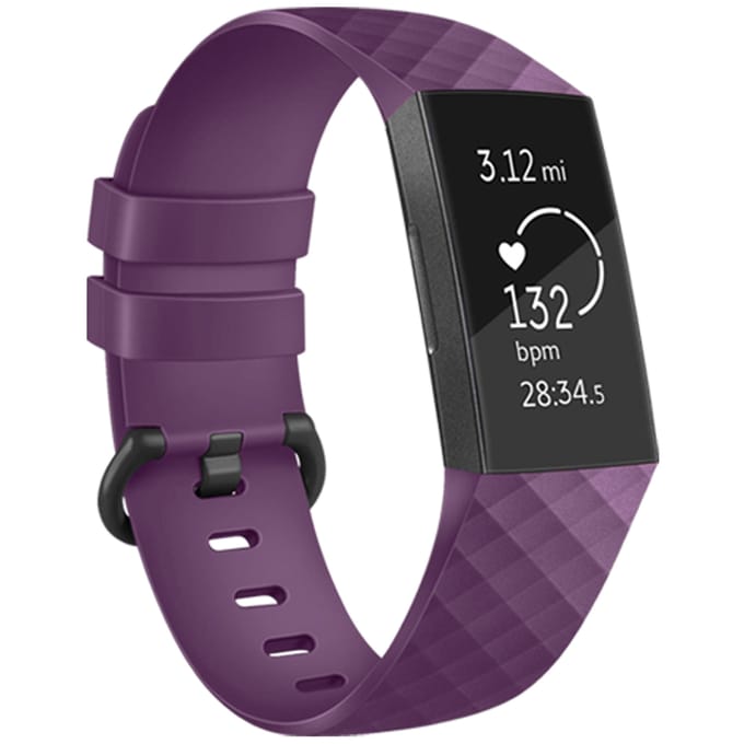 Siliconen bandje - Geschikt voor Fitbit Charge 3/ Charge 4 - Paars