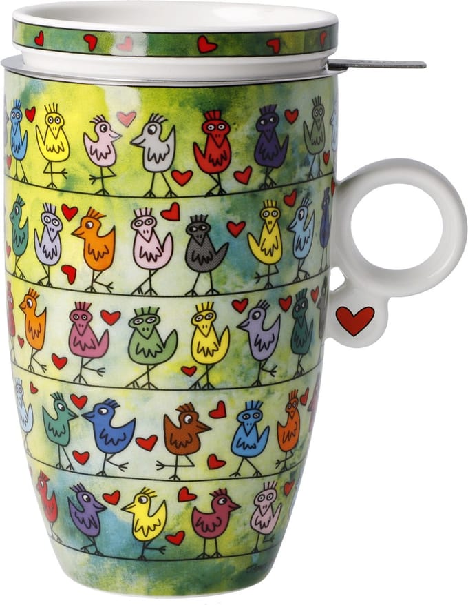 Goebel - James Rizzi | Thee Mok Birds on a Love Wire | Beker - porselein - 450ml