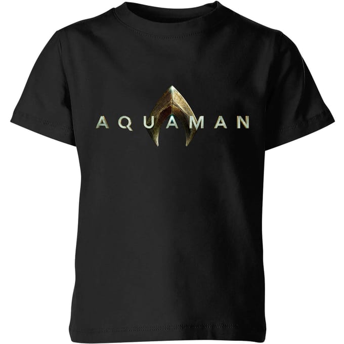 Aquaman Title kinder t-shirt - Zwart - 122/128 (7-8 jaar)