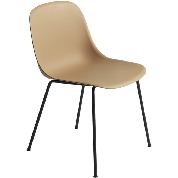 Muuto - Fiber Side stoel - buisonderstel - oker - frame zwart - 4 - 6 Wochen