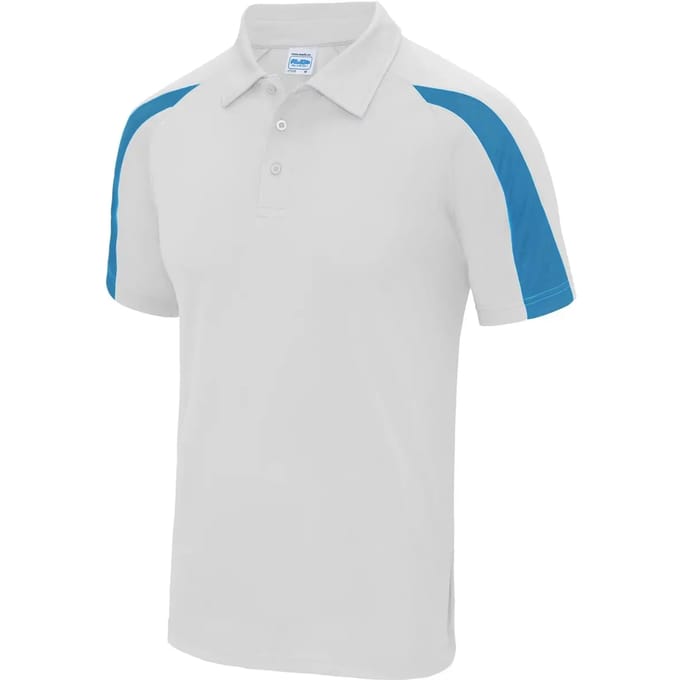 Just Cool - Cool Contrasterend Polo - Arctic White/Sapphire Blue maat M