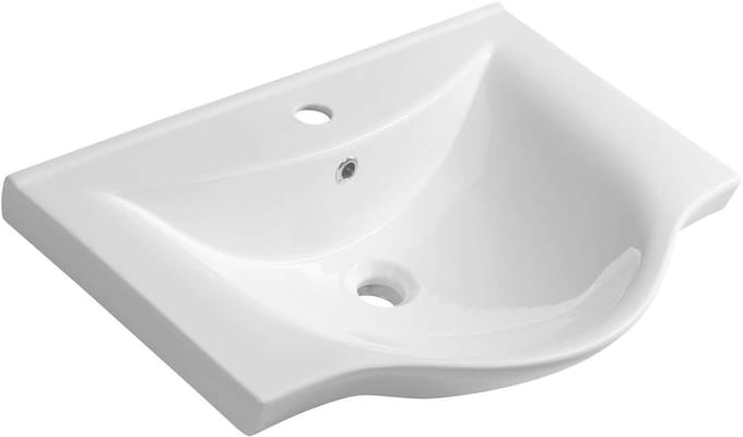 Aqualine Zara - Meubelwastafel 645x460 cm, met overloop, kraangat, wit 10065
