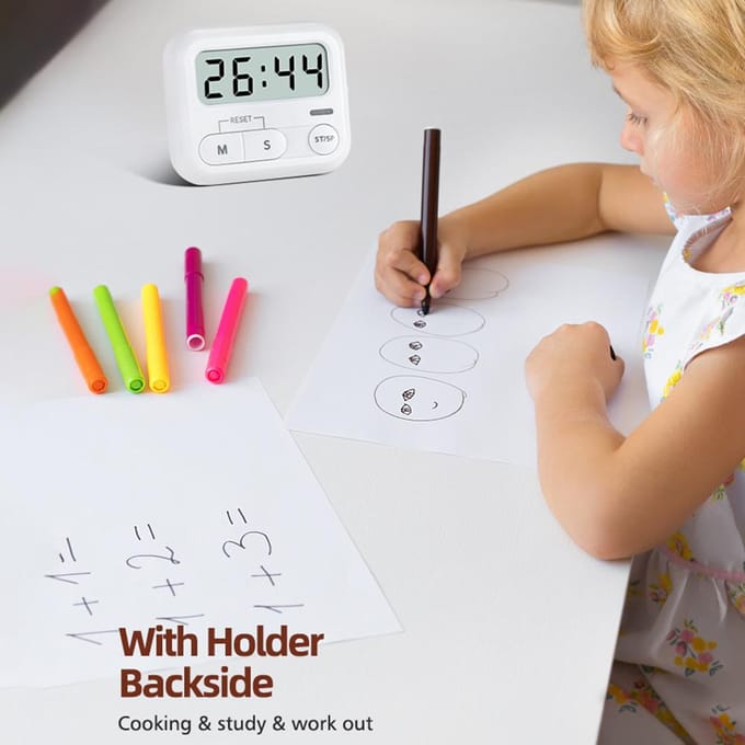 Digitale Productiviteitstimer Visuele Count Up/Down Functie Magnetische Klok met Standaard en Grote LED wit