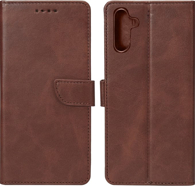 Rixus Bookcase For Samsung Galaxy A15 5G A156B Brown
