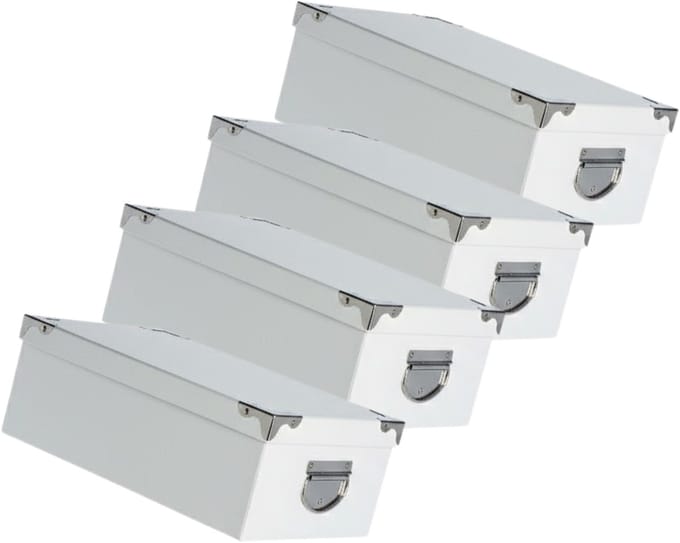5Five Spullen Opbergdoos box - 4x - wit - 28 x 20 x 11 cm - Karton - Diverse toepassingen - Opslagbox