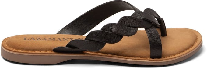 Lazamani - Avi Dames Teenslippers Leer Black - Maat 38