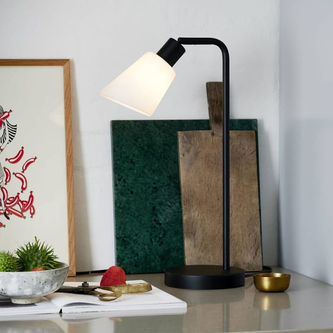 Nordlux tafellamp Molli, hoogte 46 cm, zwart, glas/metaal
