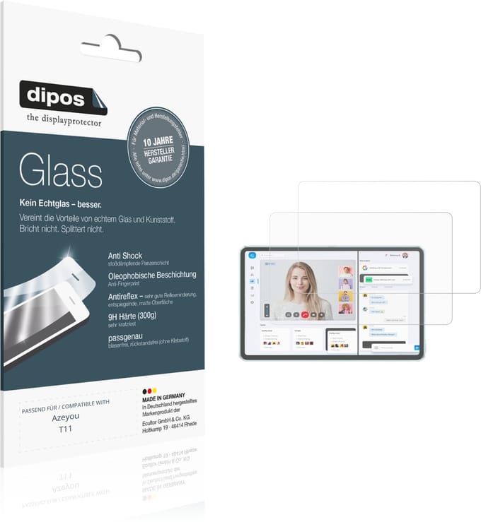 dipos – 2x Matte Pantserfolie geschikt voor Azeyou T11 | 9H Screenprotector