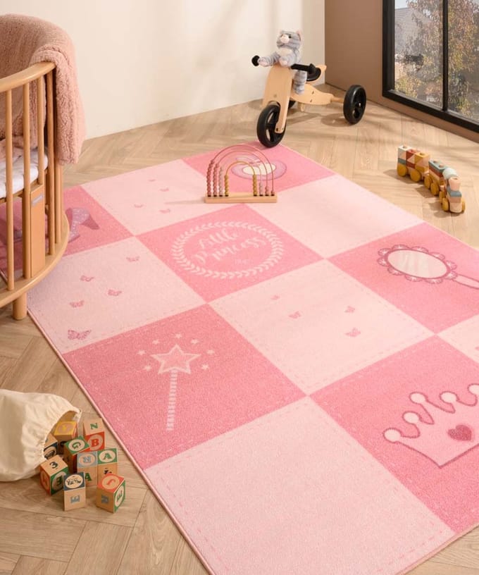 Kindervloerkleed prinses - Joy roze 160x230