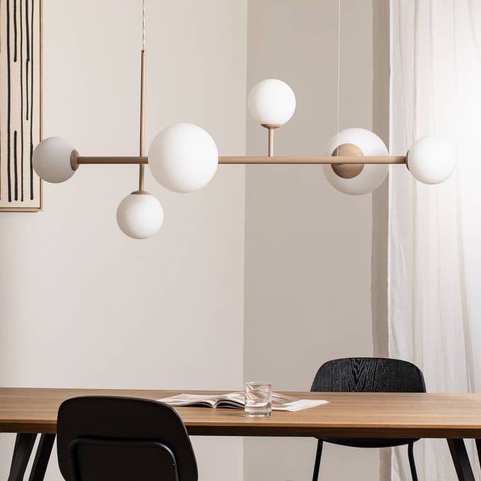 ALDEX Hanglamp Joel, beige/wit, 6-lamps
