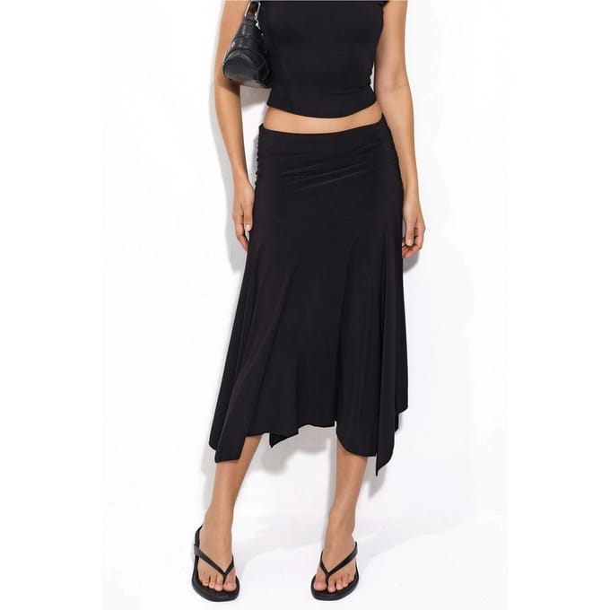 Asymmetrische Midi Rok met Drapé Detail