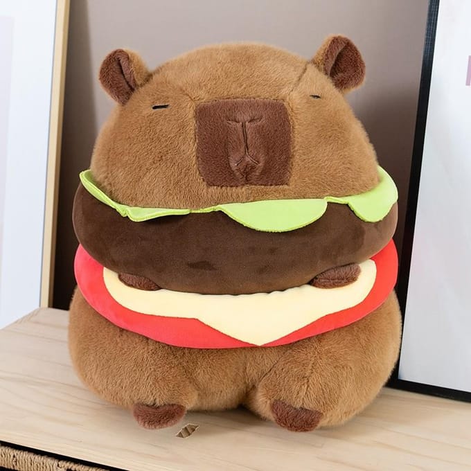 Hamburger Capybara Leuke Capybara Knuffel Capybara Pluche Speelgoed Kawaii Capybara Capybara Knuffeltje Het Beste Verjaardagscadeau 20cm