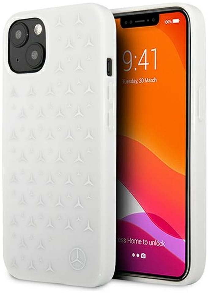 Mercedes Silver Stars Back Case - Geschikt voor Apple iPhone 13 (6.1") - Wit