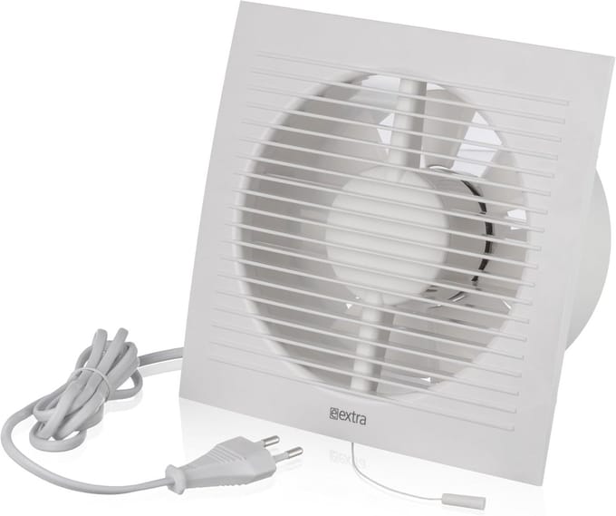 Badkamerventilator - Afzuigventilator Wandmodel - Vochtige Lucht Afvoeren - Stille Werking - Ø 150mm - Wit