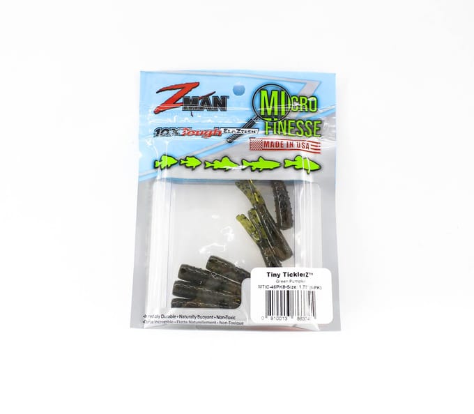 Zman zacht kunstaas Tiny TicklerZ 1,75 inch 8/pack groene pompoen (3741) white