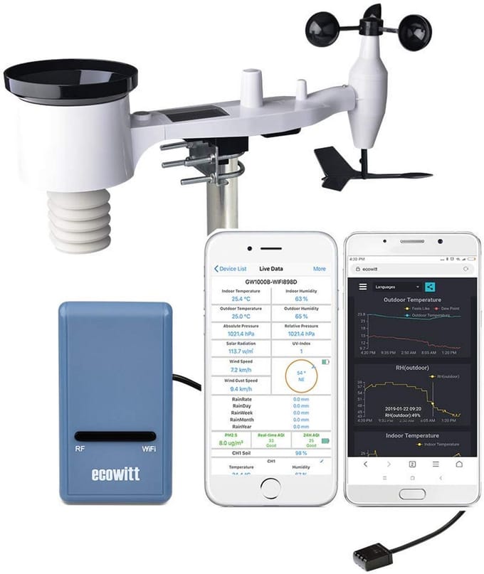 Weerstation Sensor - Buiten Sensor - Weer Monitoren - Zonne-energie - 7-in-1 - Wit