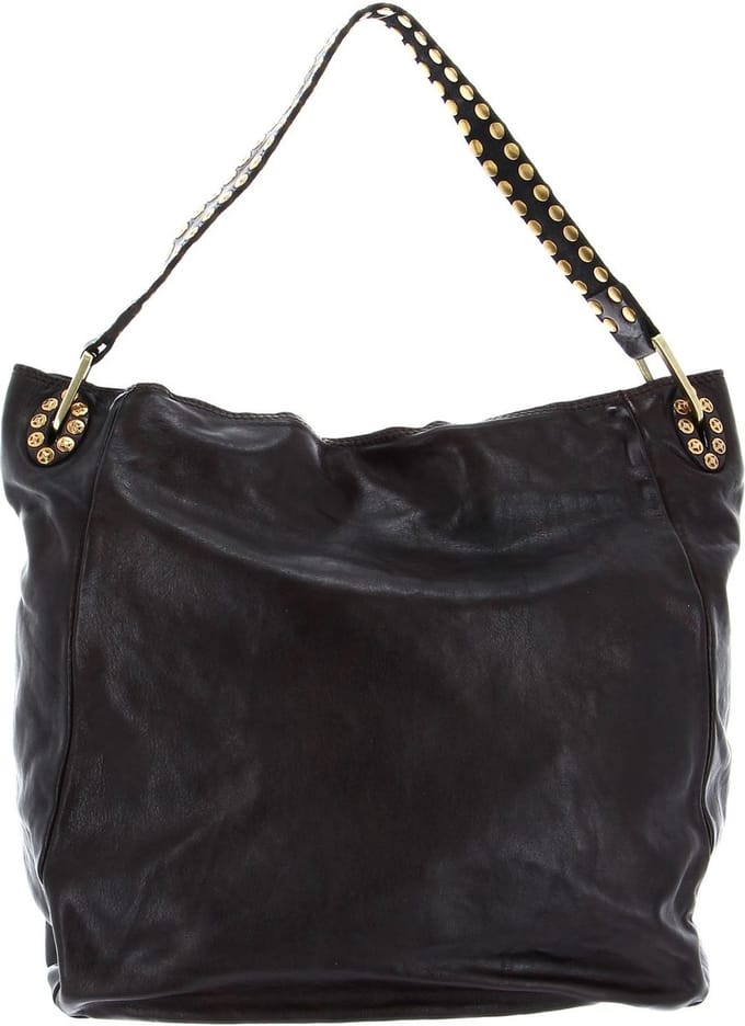 CAMPOMAGGI Leren Schoudertas Handtas Shoulder Bag Moro Bruine