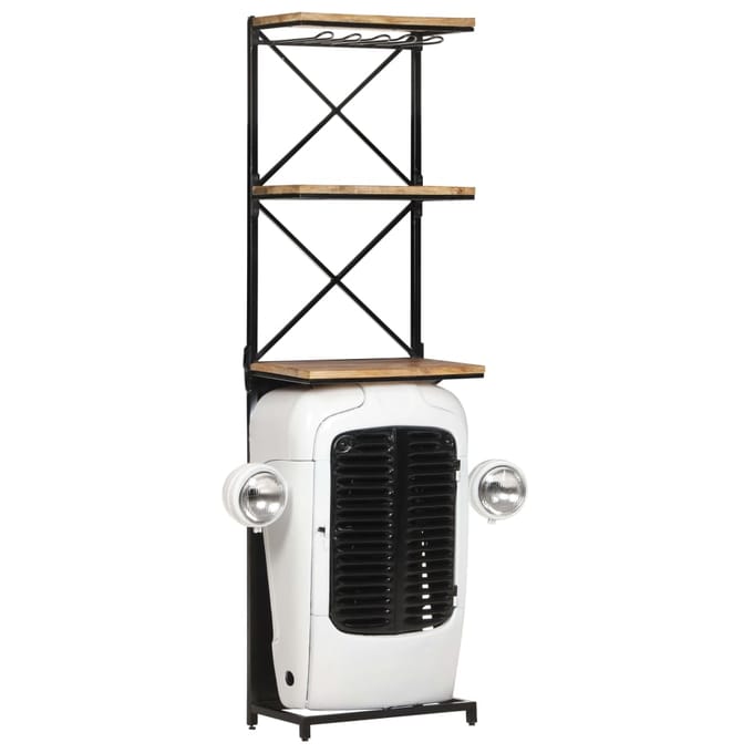 vidaXL - Wijnkast - tractor - 49x31x172 - cm - ruw - mangohout - wit