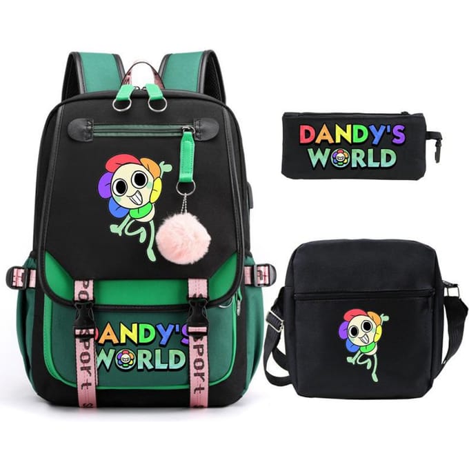Grote schooltas met schouderband; studenten etui set van drie delen three-piece set