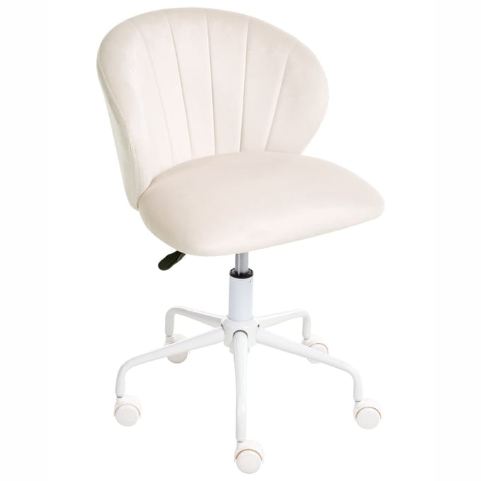 CHEERFUL - Bureaustoel - Gebroken wit - Fluweel