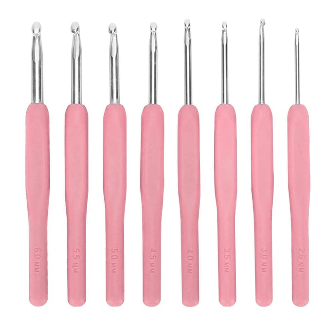 8 pièces Crochets à Tricoter Multiples Couleurs Aiguilles à Pull Manches Douces Outils de Tissage pour Amateurs d'Artisanat Pink