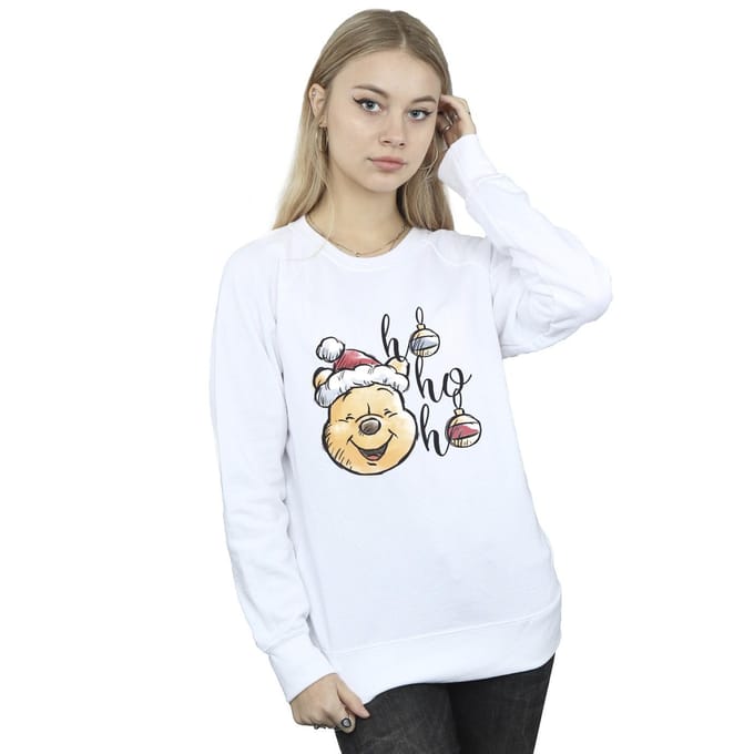Disney Dames/Dames Winnie The Pooh Ho Ho Baubles Sweatshirt (Wit)