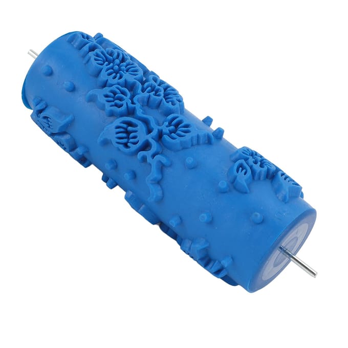 Rouleau texturé Art Multifonctionnel Rond Lavable Réutilisable Décoratif Caoutchouc à Gaufrage pour Murs Meubles blue