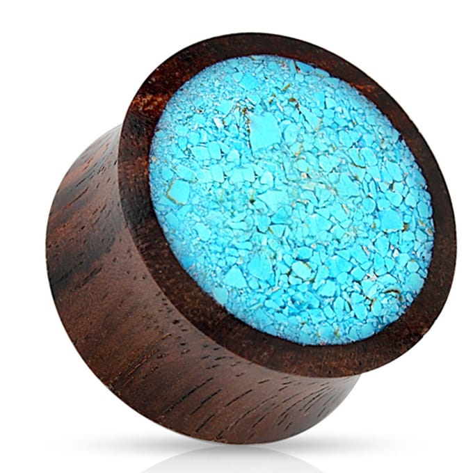 10 mm double-flared plug Crushed aqau met organic wood