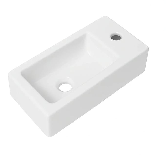 DutchLine - Crea Mini Fontein - Glans Wit - Kraangat Rechts