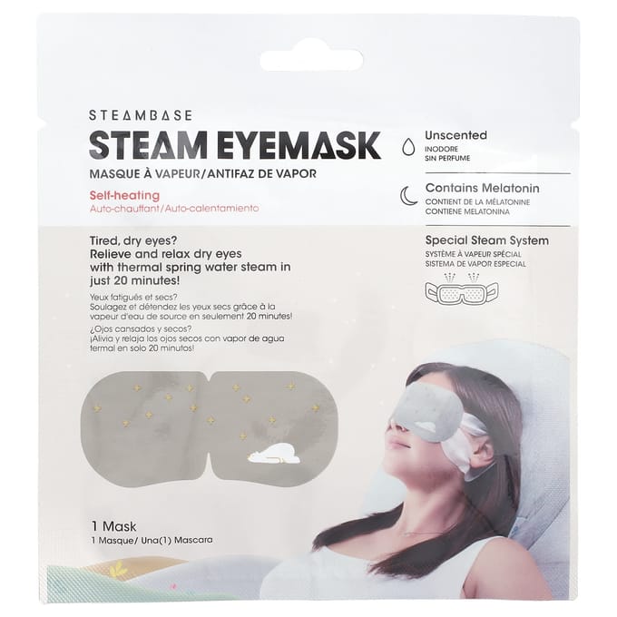 Steambase, masque vapeur pour les yeux, non parfumé, 1 masque gray