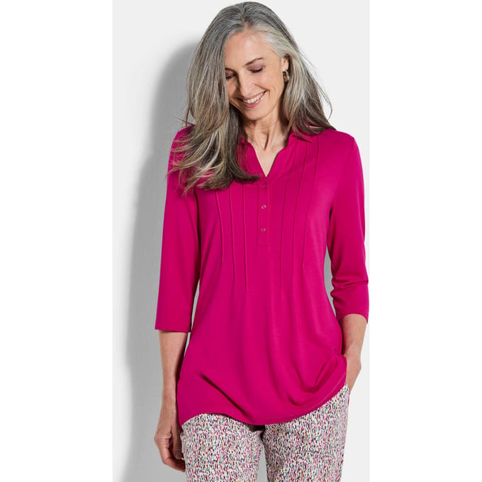 Tuniekshirt van jersey met biesjes - pink - Gr. 52 van Goldner Fashion
