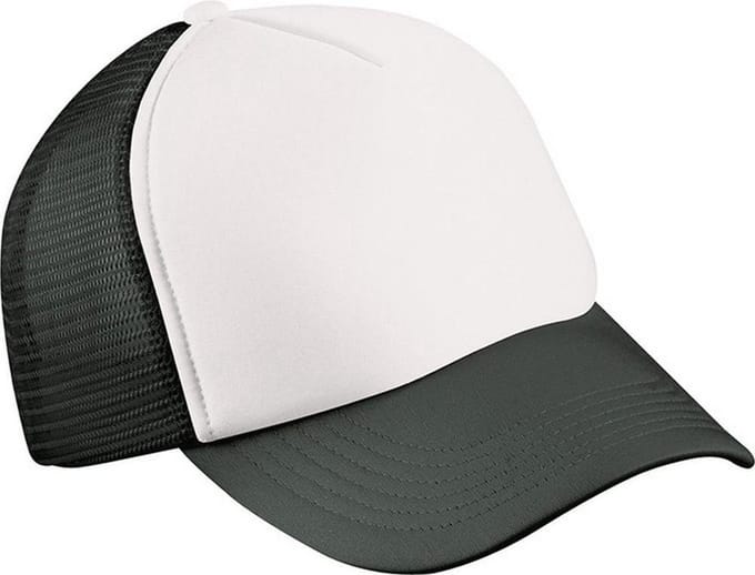 Myrtle Beach Volwassenen Unisex 5 Panel Polyester Mesh Cap (Wit/zwart)